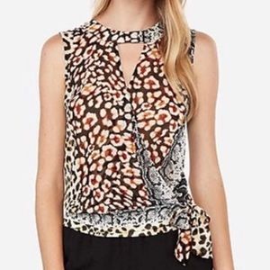 Express Mixed Animal Print Choker Wrap Top Size XS